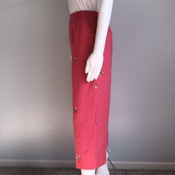 Vintage Linen Cocktail Motif Party Crop Pants - S - Picture 4 of 7